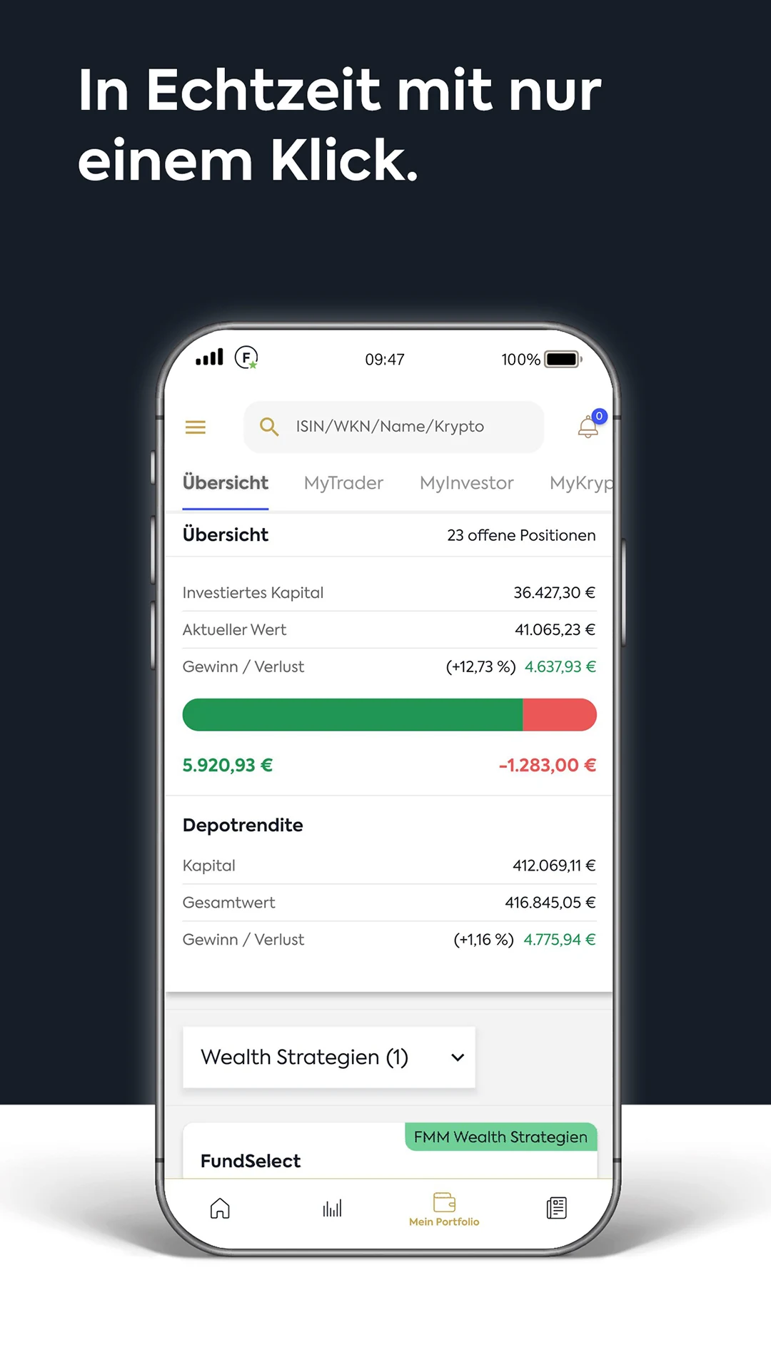 FollowMyMoney app – asset allocation screen