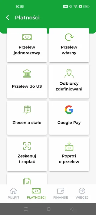 Kasa Stefczyka: payments screen