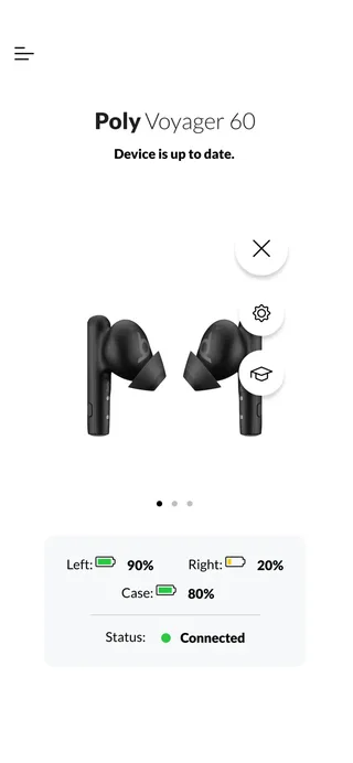 HP Poly Lens: headset status screen